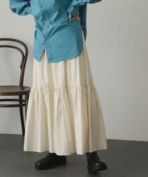 SENSE OF PLACE by URBAN RESEARCH（センスオブプレイスバイアーバンリサーチ）の「ギャザーティアードスカート（スカート・レディース・パープル/アイボリー/マスタード/ブラック・ONE）」の22枚目の写真