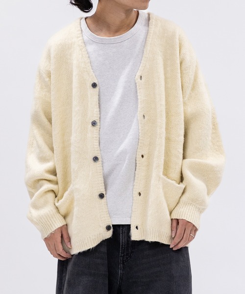 JOHN'S CLOSET(ジョンズクローゼット)の「【22】モヘアタッチ ジャガード カラー カーディガン ソリッド/レオパード/チェック(カーディガン/ボレロ・メンズ・ブラック/ネイビー/ブラウン/ターコイズブルー/グリーン/マスタード/ブラック系その他/ブラウン系その他/グリーン系その他/オレンジ/ブラウン系/ベージュ系/オリーブ系/グリーン系/ネイビー系/ブルー系/オリーブ系2/オフホワイト/ブラック系2/ネイビー系2/ピンク系/ブラック系3/ブルー系3/マルーン/ピンク系その他/ホワイト系その他/ホワイト系3・MEDIUM/LARGE/X-LARGE)」の1枚目の写真