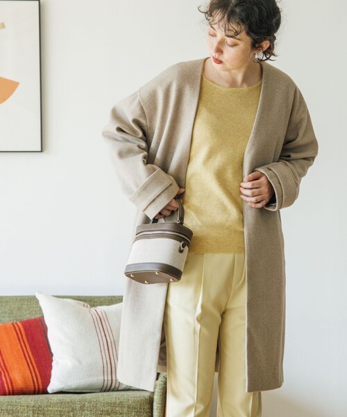 THE SHOP TK （ザ ショップ ティーケー ）の「◆ウールライクノーカラーロングコート（ノーカラーコート・レディース・ブラウン系/ライトベージュ/ブラック/ブラウン系その他・11/13/12/14）」の12枚目の写真