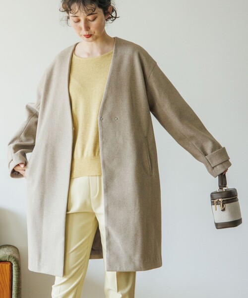 THE SHOP TK （ザ ショップ ティーケー ）の「◆ウールライクノーカラーロングコート（ノーカラーコート・レディース・ブラウン系/ライトベージュ/ブラック/ブラウン系その他・11/13/12/14）」の13枚目の写真