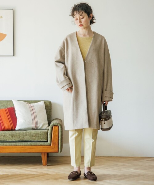 THE SHOP TK （ザ ショップ ティーケー ）の「◆ウールライクノーカラーロングコート（ノーカラーコート・レディース・ブラウン系/ライトベージュ/ブラック/ブラウン系その他・11/13/12/14）」の15枚目の写真