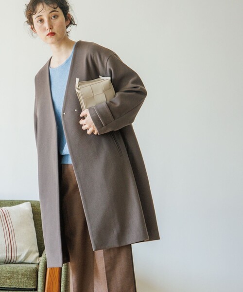 THE SHOP TK （ザ ショップ ティーケー ）の「◆ウールライクノーカラーロングコート（ノーカラーコート・レディース・ブラウン系/ライトベージュ/ブラック/ブラウン系その他・11/13/12/14）」の16枚目の写真