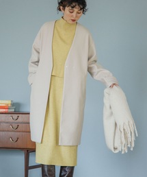 THE SHOP TK  | 【定番】ノーカラーロングコート(ノーカラーコート)