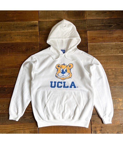 UCLA(ユーシーエルエー)の「8.0oz カレッジロゴ フードスウェット プルオーバーパーカー 2022AW(パーカー・メンズ・ホワイト/グレー/イエロー/ネイビー系/アッシュグレー・M/L)」の2枚目の写真