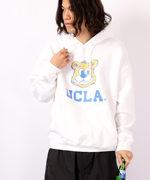 UCLA(ユーシーエルエー)の「8.0oz カレッジロゴ フードスウェット プルオーバーパーカー 2022AW(パーカー・メンズ・ホワイト/グレー/イエロー/ネイビー系/アッシュグレー・M/L)」の11枚目の写真
