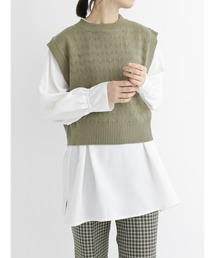 Samansa Mos2 blue | ショートニットベスト(ニット/セーター)