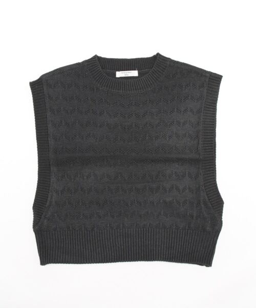 Samansa Mos2 blue（サマンサモスモスブルー）の「ショートニットベスト（ニット/セーター・レディース・カーキ/チャコール/キナリ・ﾌﾘ-）」の21枚目の写真
