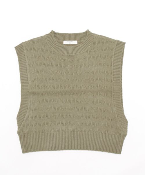 Samansa Mos2 blue（サマンサモスモスブルー）の「ショートニットベスト（ニット/セーター・レディース・カーキ/チャコール/キナリ・ﾌﾘ-）」の20枚目の写真