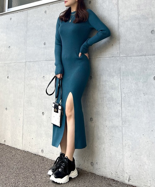 ROYAL PARTY(ロイヤルパーティー)の「【ZOZO限定】スリットリブニットワンピース(ワンピース・レディース・ベージュ/グリーン/ボルドー/ブラック・FREE)」の21枚目の写真