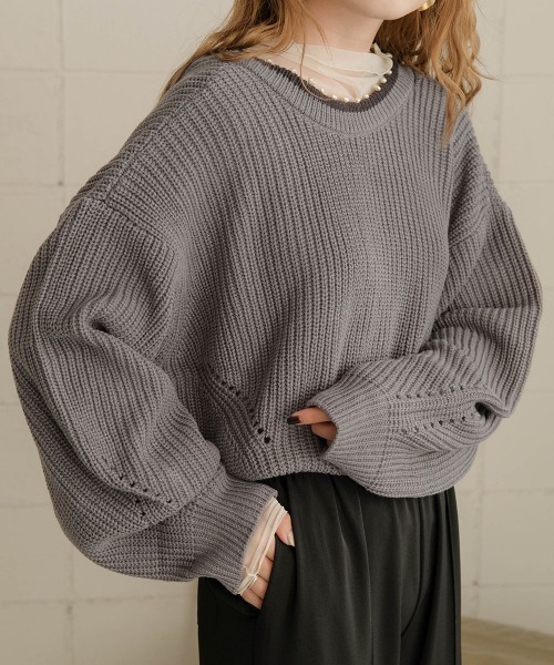 Bab（バブ）の「バイカラーパールカーディガントップス（カーディガン/ボレロ・レディース・チャコールグレー/アイボリー/モカ・FREE）」の10枚目の写真