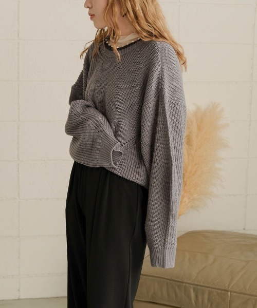 Bab（バブ）の「バイカラーパールカーディガントップス（カーディガン/ボレロ・レディース・チャコールグレー/アイボリー/モカ・FREE）」の14枚目の写真