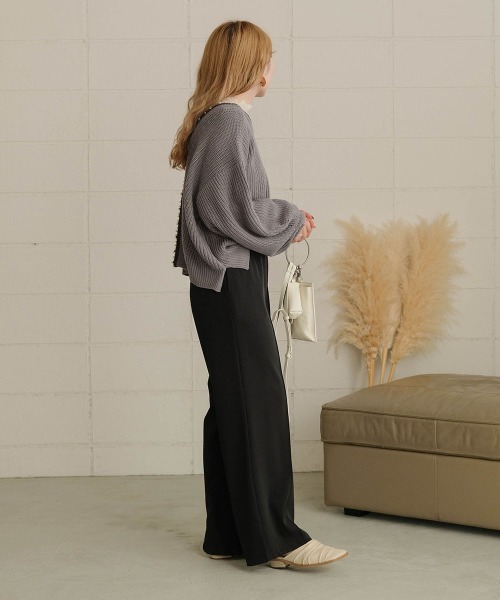 Bab（バブ）の「バイカラーパールカーディガントップス（カーディガン/ボレロ・レディース・チャコールグレー/アイボリー/モカ・FREE）」の15枚目の写真