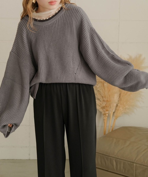 Bab（バブ）の「バイカラーパールカーディガントップス（カーディガン/ボレロ・レディース・チャコールグレー/アイボリー/モカ・FREE）」の12枚目の写真