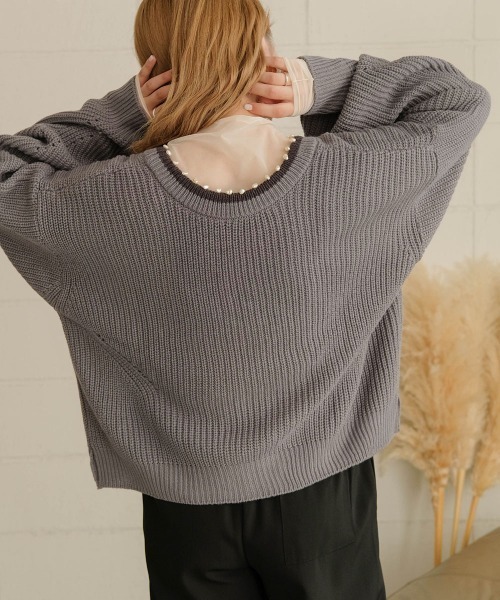 Bab（バブ）の「バイカラーパールカーディガントップス（カーディガン/ボレロ・レディース・チャコールグレー/アイボリー/モカ・FREE）」の21枚目の写真