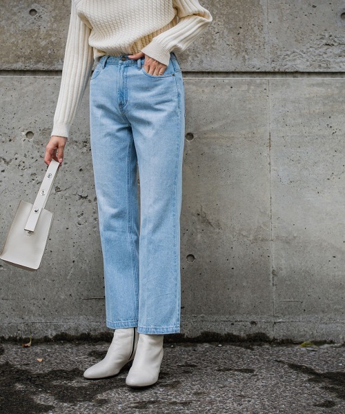 socolla（ソコラ）の「【socolla】センタープレスフレアデニムパンツ（デニムパンツ・レディース・ブラック/ブルー・M/S）」の14枚目の写真