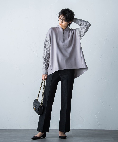 socolla（ソコラ）の「【socolla】センタープレスフレアデニムパンツ（デニムパンツ・レディース・ブラック/ブルー・M/S）」の16枚目の写真