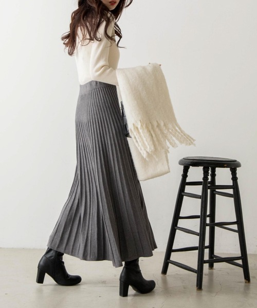 OLUPIC（オルピック）の「OLUPIC/【WEB限定】ニットフレアスカート（スカート・レディース・アイボリー/ブラウン/ダークグレー・FREE）」の6枚目の写真