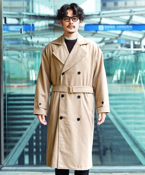 roshell（ロシェル）の「マキシ丈 ロング オーバーサイズ メルトントレンチコート（トレンチコート・メンズ・ベージュ/チャコールグレー/ブラック・MEDIUM/LARGE）」の12枚目の写真