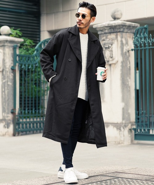 roshell（ロシェル）の「マキシ丈 ロング オーバーサイズ メルトントレンチコート（トレンチコート・メンズ・ベージュ/チャコールグレー/ブラック・MEDIUM/LARGE）」の10枚目の写真