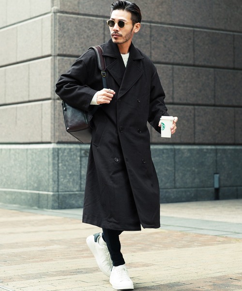 roshell（ロシェル）の「マキシ丈 ロング オーバーサイズ メルトントレンチコート（トレンチコート・メンズ・ベージュ/チャコールグレー/ブラック・MEDIUM/LARGE）」の13枚目の写真