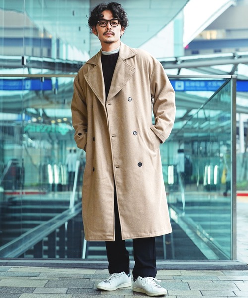 roshell（ロシェル）の「マキシ丈 ロング オーバーサイズ メルトントレンチコート（トレンチコート・メンズ・ベージュ/チャコールグレー/ブラック・MEDIUM/LARGE）」の17枚目の写真