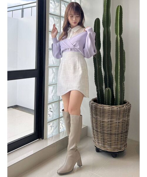 dazzlin（ダズリン）の「カーブラインミニスカート（スカート・レディース・グレー/オレンジ/グリーン・SMALL/MEDIUM）」の13枚目の写真