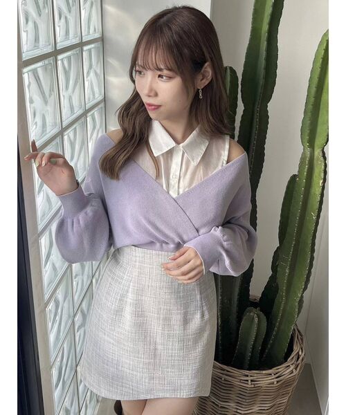 dazzlin（ダズリン）の「カーブラインミニスカート（スカート・レディース・グレー/オレンジ/グリーン・SMALL/MEDIUM）」の5枚目の写真