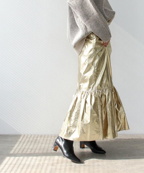 メタリック切替マーメイドスカート