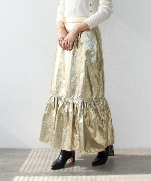 メタリック切替マーメイドスカート