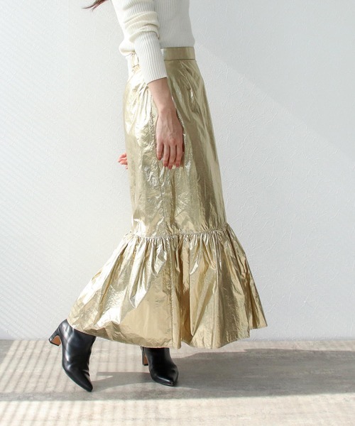 メタリック切替マーメイドスカート
