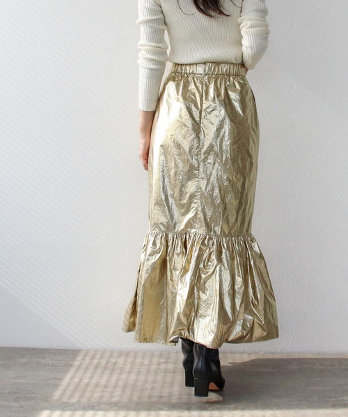 メタリック切替マーメイドスカート