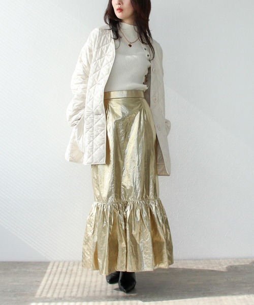 メタリック切替マーメイドスカート