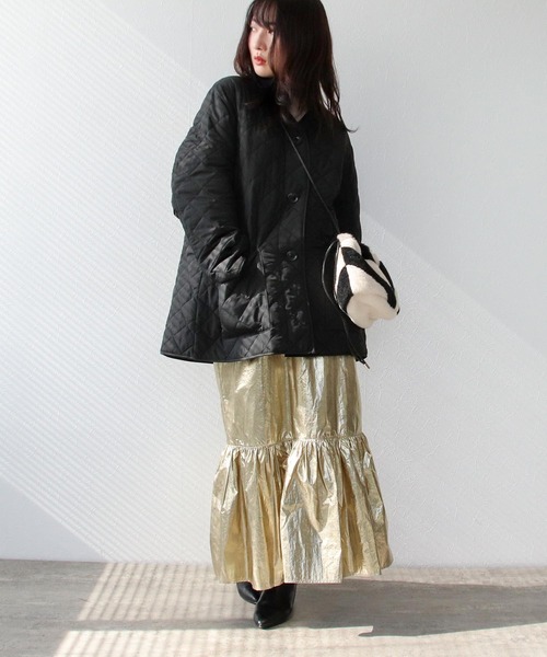 メタリック切替マーメイドスカート