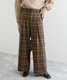 SLOBE IENA | TR起毛チェックタックストレートパンツ(スラックス)
