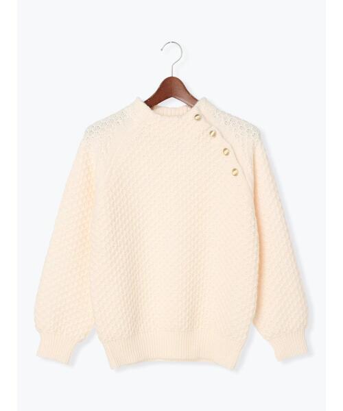 Te chichi TERRASSE（テチチテラス）の「鹿の子編みメタルボタンニット（ニット/セーター・レディース・ネイビー/オフホワイト/グレー・ﾌﾘ-）」の2枚目の写真