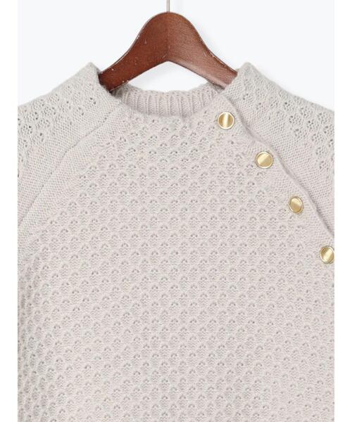 Te chichi TERRASSE（テチチテラス）の「鹿の子編みメタルボタンニット（ニット/セーター・レディース・ネイビー/オフホワイト/グレー・ﾌﾘ-）」の6枚目の写真