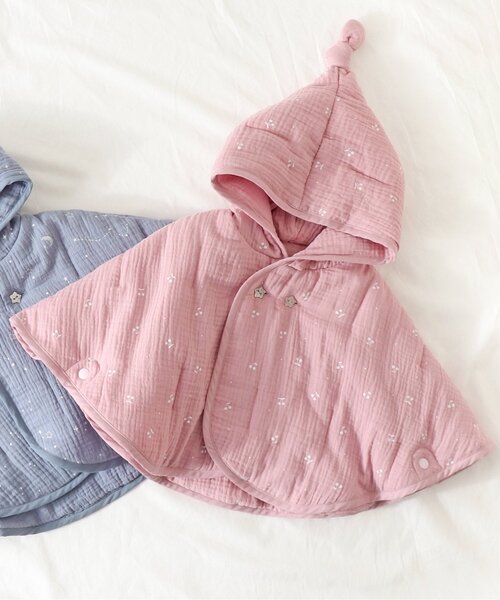 apres les cours（アプレレクール）の「ダブルガーゼベビーマント（おくるみ・キッズ・ピンク/ブルー・80/90）」の2枚目の写真