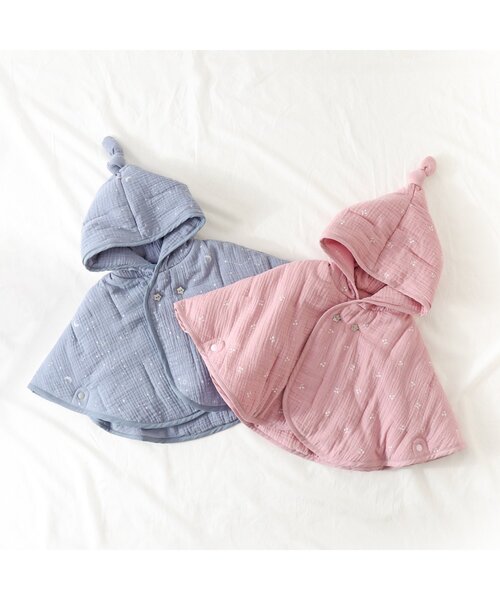 apres les cours（アプレレクール）の「ダブルガーゼベビーマント（おくるみ・キッズ・ピンク/ブルー・80/90）」の3枚目の写真