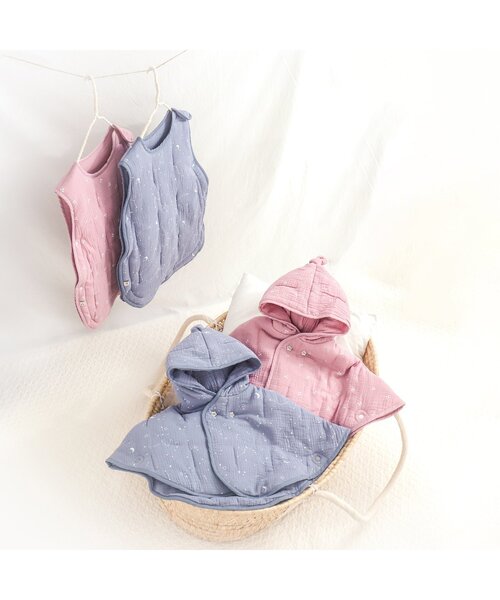 apres les cours（アプレレクール）の「ダブルガーゼベビーマント（おくるみ・キッズ・ピンク/ブルー・80/90）」の4枚目の写真