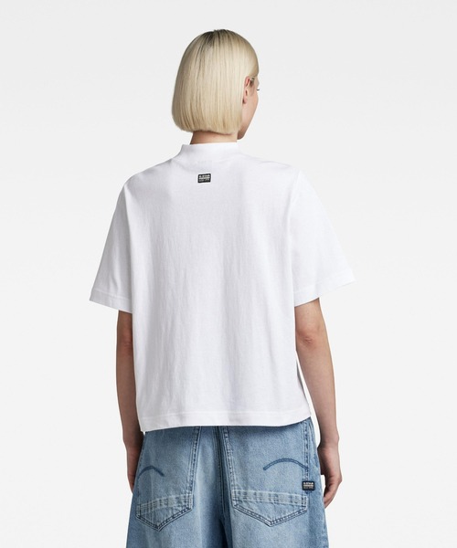 G-STAR RAW (ジースターロゥ) EYE DYE BOXY MOCK V-NECK T-SHIRT (アイダイボクシーモックVネックTシャツ) サステナブル Vモックネック 半袖Tシャツ G-STAR RAW (ジースターロゥ) EYE DYE BOXY MOCK V-NECK T-SHIRT