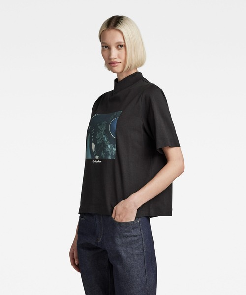 G-STAR(ジースター)の「EYE DYE BOXY MOCK V-NECK TOP/オーバーサイズ/モックネック(Tシャツ/カットソー・レディース・ホワイト/ダークブラック・SMALL/MEDIUM/X-SMALL)」の8枚目の写真
