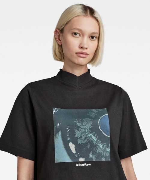 G-STAR(ジースター)の「EYE DYE BOXY MOCK V-NECK TOP/オーバーサイズ/モックネック(Tシャツ/カットソー・レディース・ホワイト/ダークブラック・SMALL/MEDIUM/X-SMALL)」の10枚目の写真