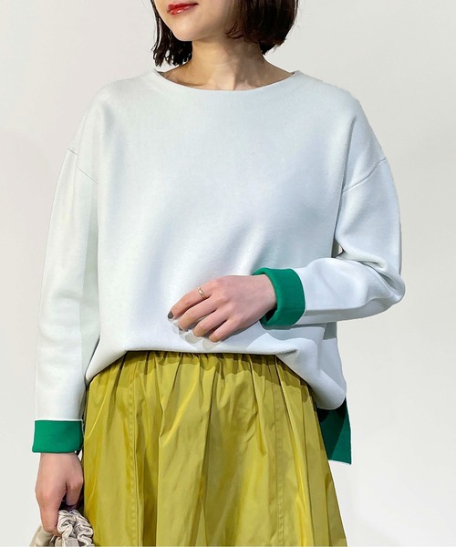 PICCIN(ピッチン)の「配色プルオーバー(Tシャツ/カットソー・レディース・オフホワイト/ブラック/エメラルド・M)」の2枚目の写真