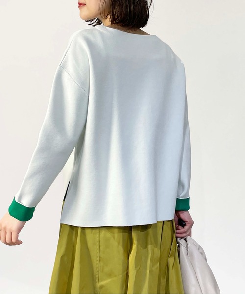 PICCIN(ピッチン)の「配色プルオーバー(Tシャツ/カットソー・レディース・オフホワイト/ブラック/エメラルド・M)」の7枚目の写真