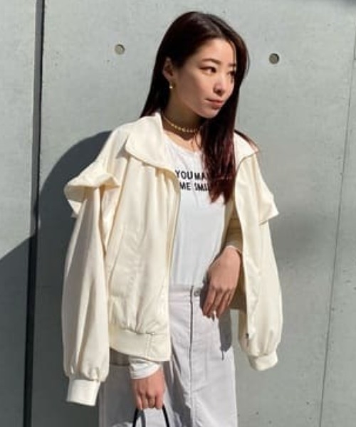 【セール】フリルショルダー2WAYブルゾン（ブルゾン）｜rienda（リエンダ）