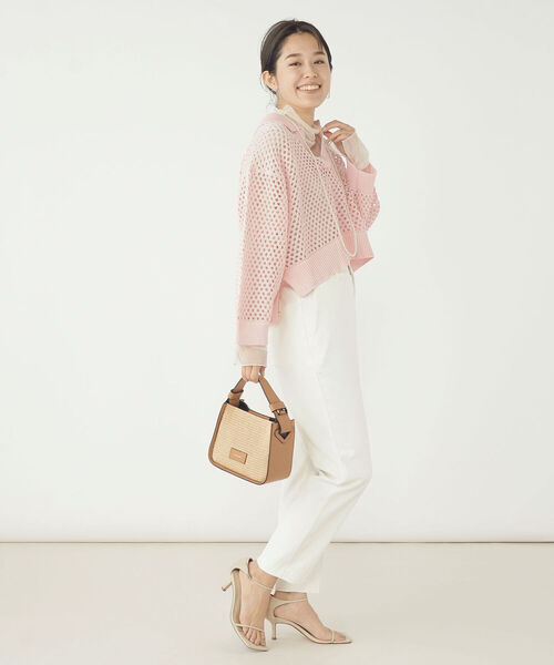 NOLLEY’S（ノーリーズ）の「《手洗い可能》メッシュポロプルオーバーニット（ニット/セーター・レディース・オフホワイト/ベビーピンク・38）」の6枚目の写真