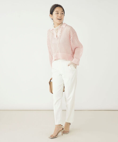 NOLLEY’S（ノーリーズ）の「《手洗い可能》メッシュポロプルオーバーニット（ニット/セーター・レディース・オフホワイト/ベビーピンク・38）」の8枚目の写真