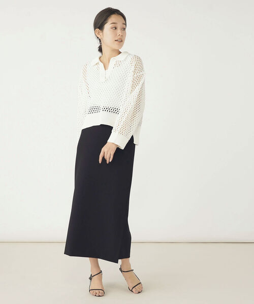 NOLLEY’S（ノーリーズ）の「《手洗い可能》メッシュポロプルオーバーニット（ニット/セーター・レディース・オフホワイト/ベビーピンク・38）」の11枚目の写真