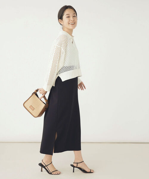 NOLLEY’S（ノーリーズ）の「《手洗い可能》メッシュポロプルオーバーニット（ニット/セーター・レディース・オフホワイト/ベビーピンク・38）」の12枚目の写真