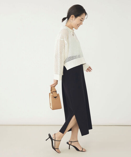 NOLLEY’S（ノーリーズ）の「《手洗い可能》メッシュポロプルオーバーニット（ニット/セーター・レディース・オフホワイト/ベビーピンク・38）」の13枚目の写真